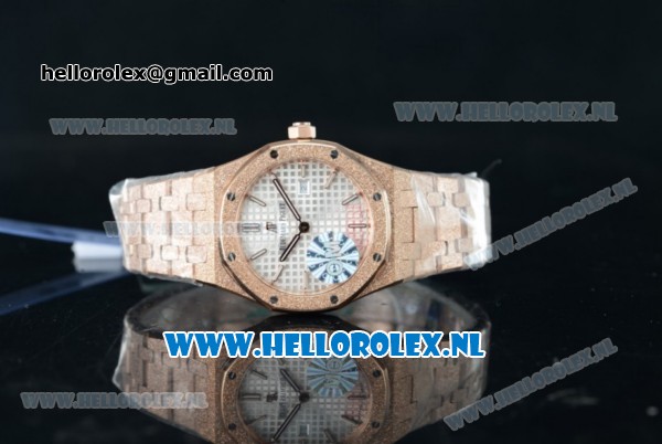 Audemars Piguet Royal Oak Swiss Quartz Rose Gold Case with White Dial and Rose Gold Bracelet (EF) - Click Image to Close